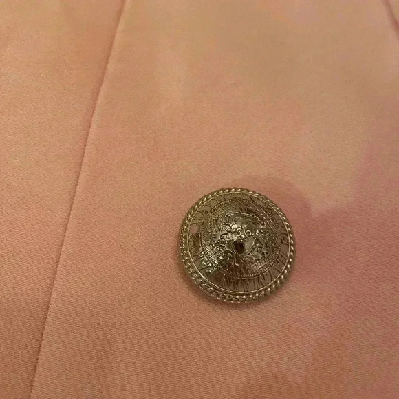 Balmain Jacket Dress Double Breasted Oversized Long Blazer Pink Crepe Mini Dress - Picture 13 of 15